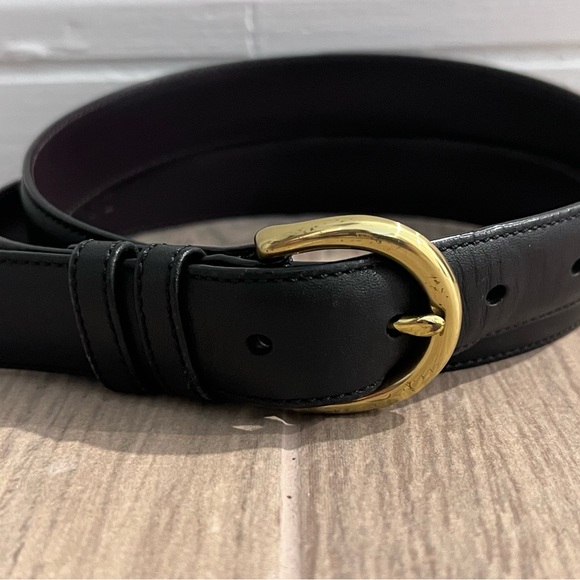 COACH Leather Belt Brass Buckle Women's 1" Wide Size Large Classic 90s Era Vibe - Picture 4 of 11
